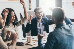 Engaged employees in meeting